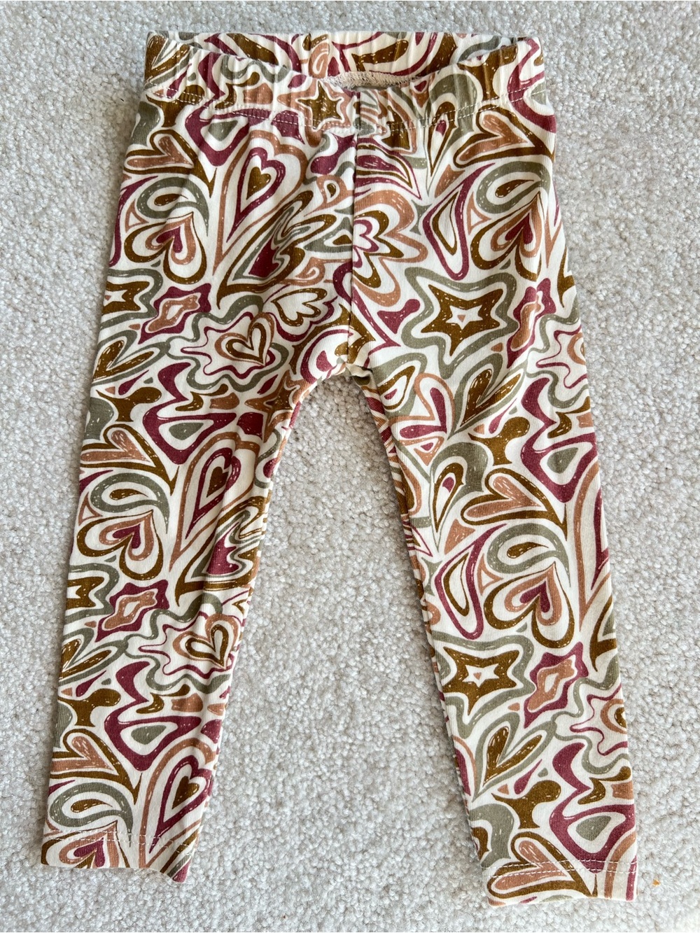 Rylee + Cru Like New Printed Heart & Swirl Leggings - Cream, Pink, Olive